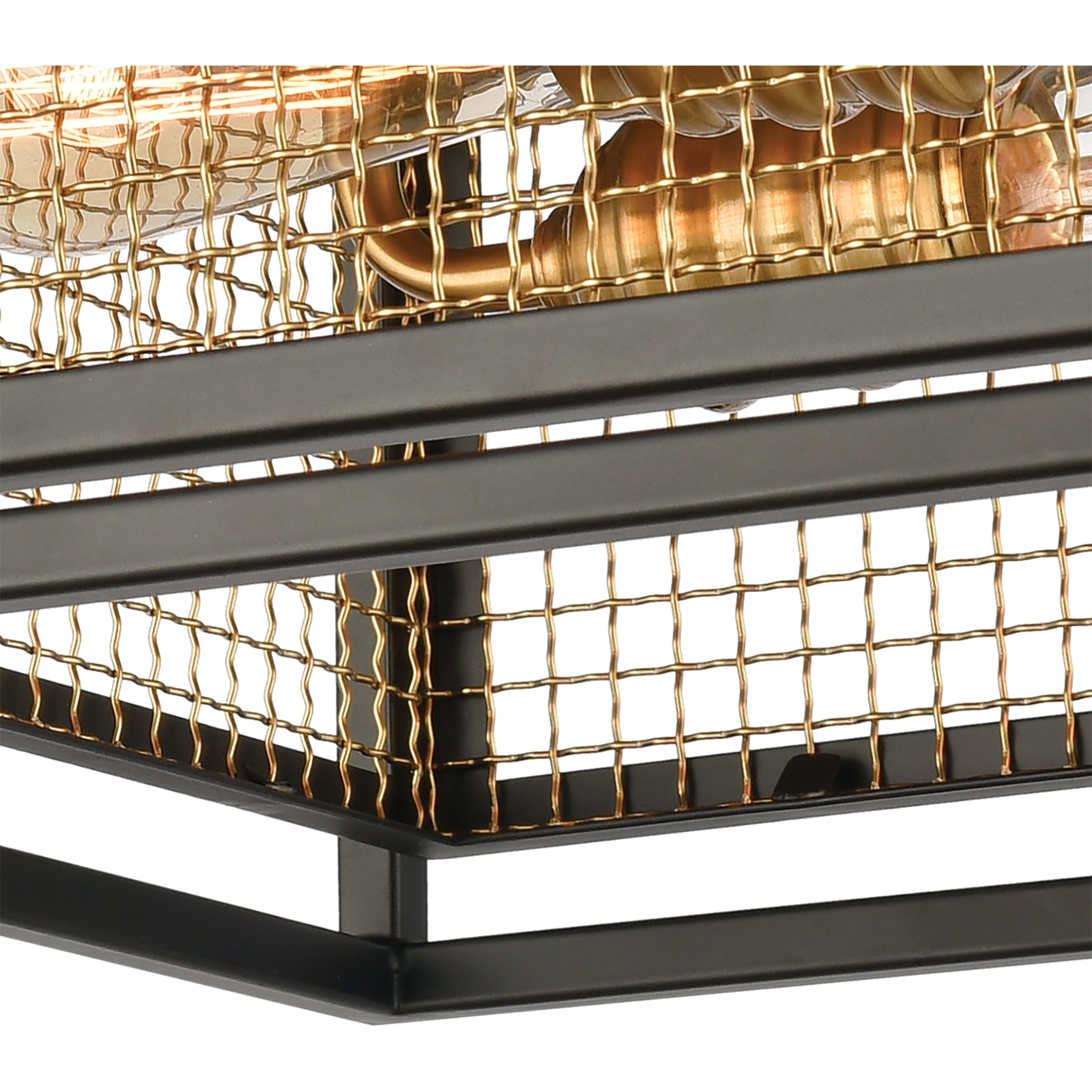 Jarvis 2 Light 12 inch Matte Black with Burnished Brass Flush Mount Ceiling Light