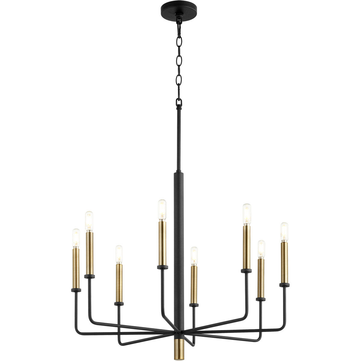 Apollo 8 Light 27 inch Noir/Aged Brass Chandelier Ceiling Light