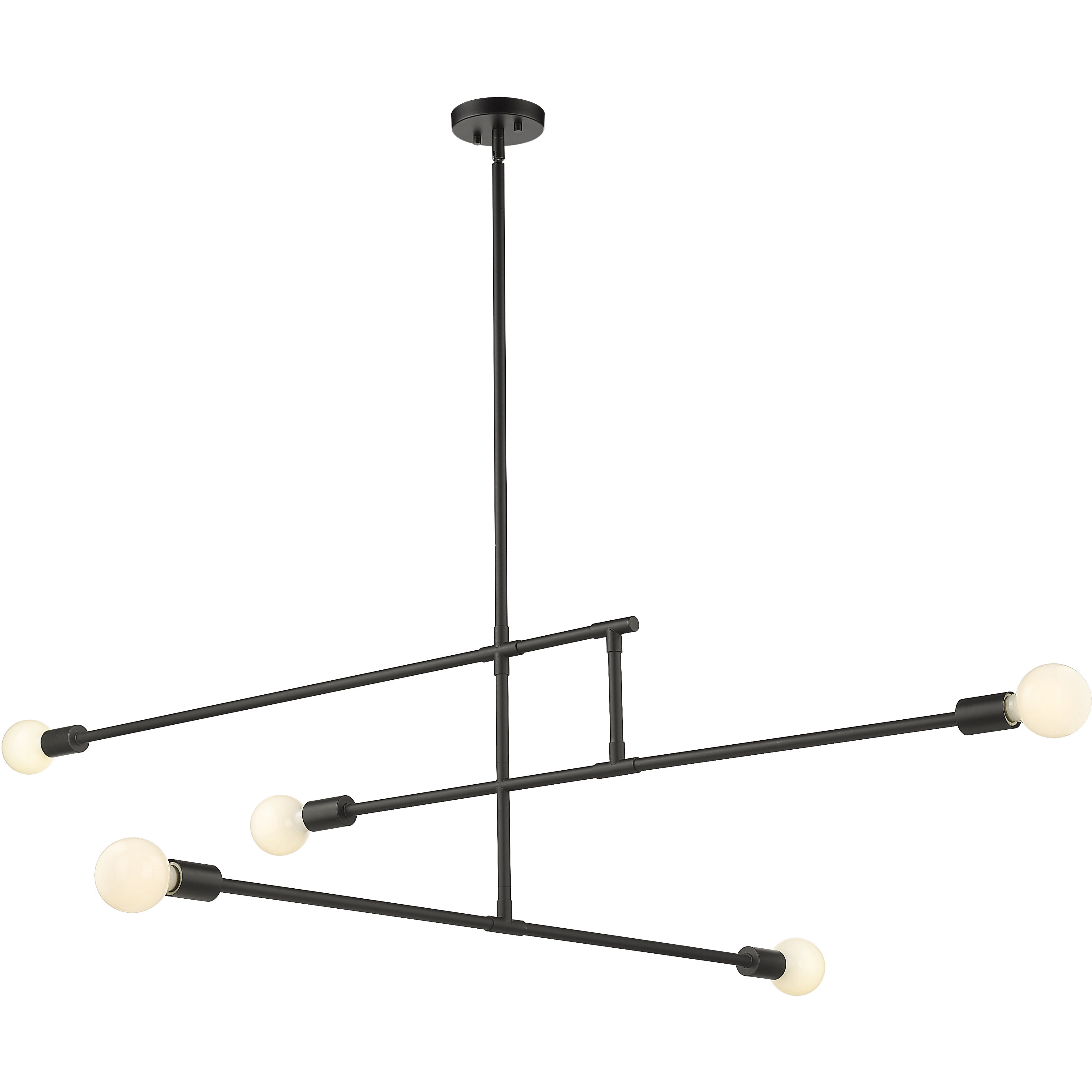 Modernist 5 Light 4.75 inch Matte Black Chandelier Ceiling Light in Heritage Brass