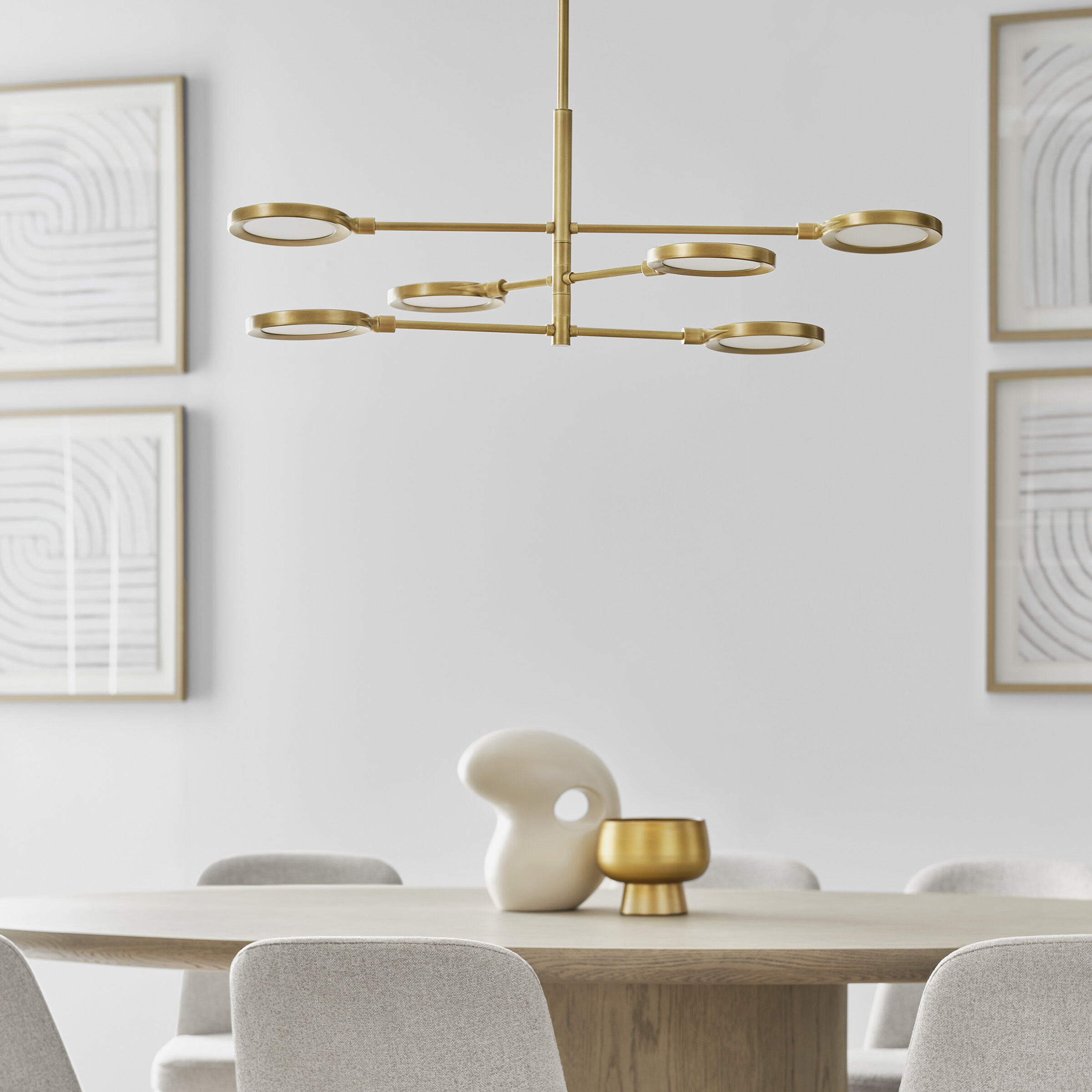 Spectica LED Plated Brass Chandelier Ceiling Light, Integrated LED