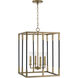 Bleeker 4 Light 16 inch Aged Brass and Black Foyer Ceiling Light