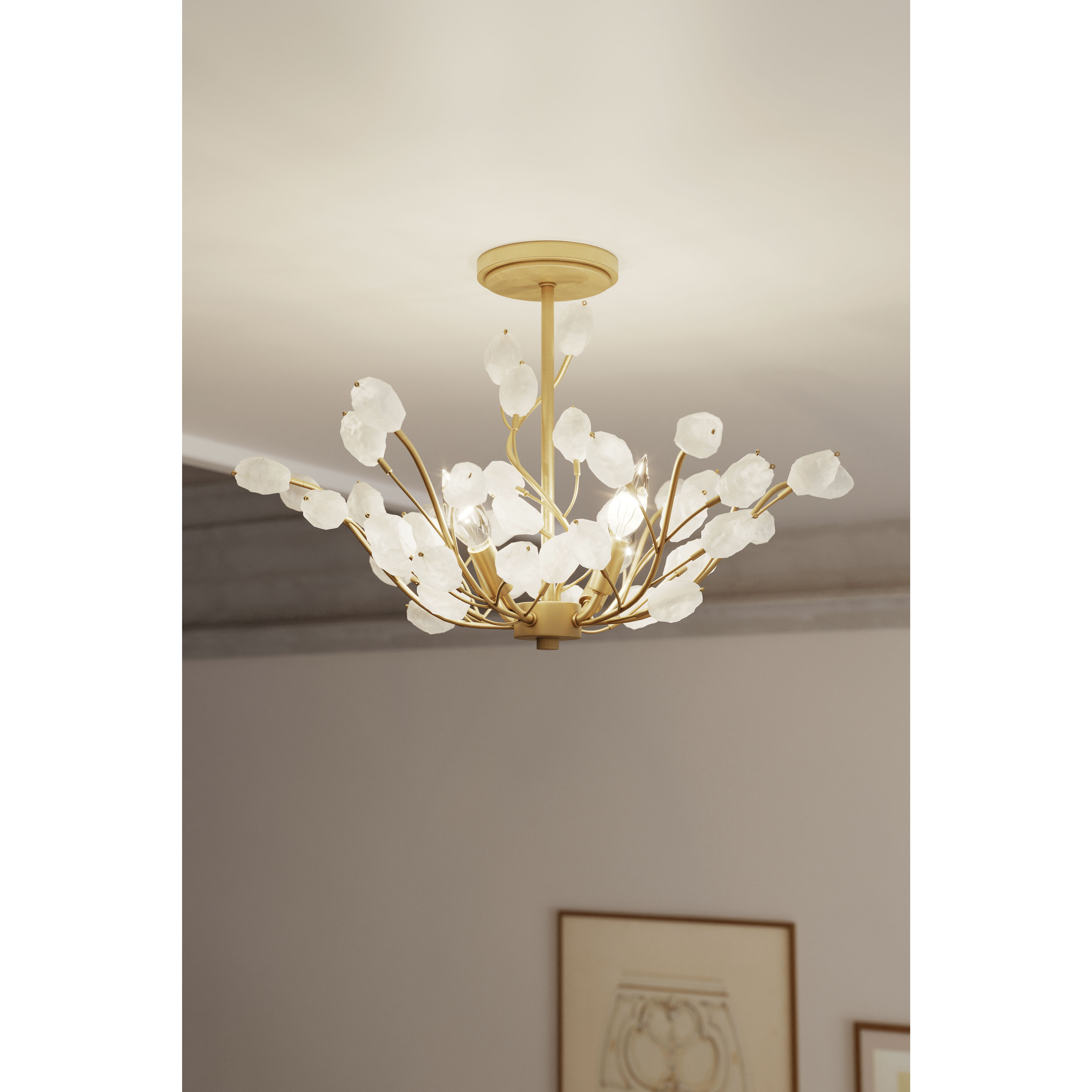 Ramus 4 Light 22 inch Painted Legacy Brass Semi-Flush Mount Ceiling Light