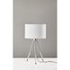 Della 24 inch 100.00 watt Brushed Steel with Clear Acrylic Light Up Legs Table Lamp Portable Light, with Night Light 