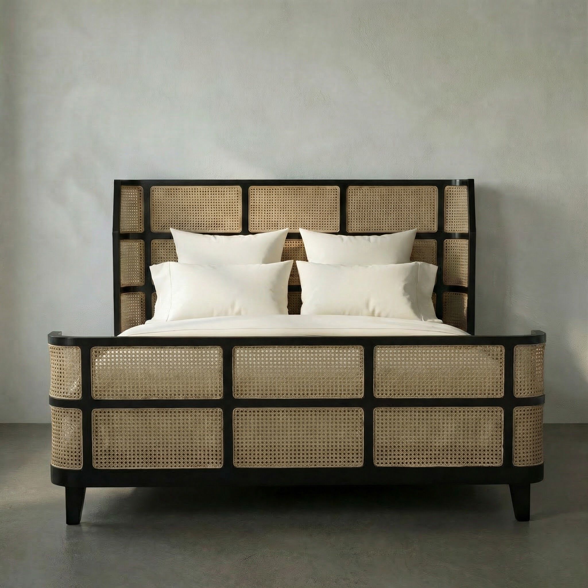Porto Hand Rubbed Black Bed, Eastern King