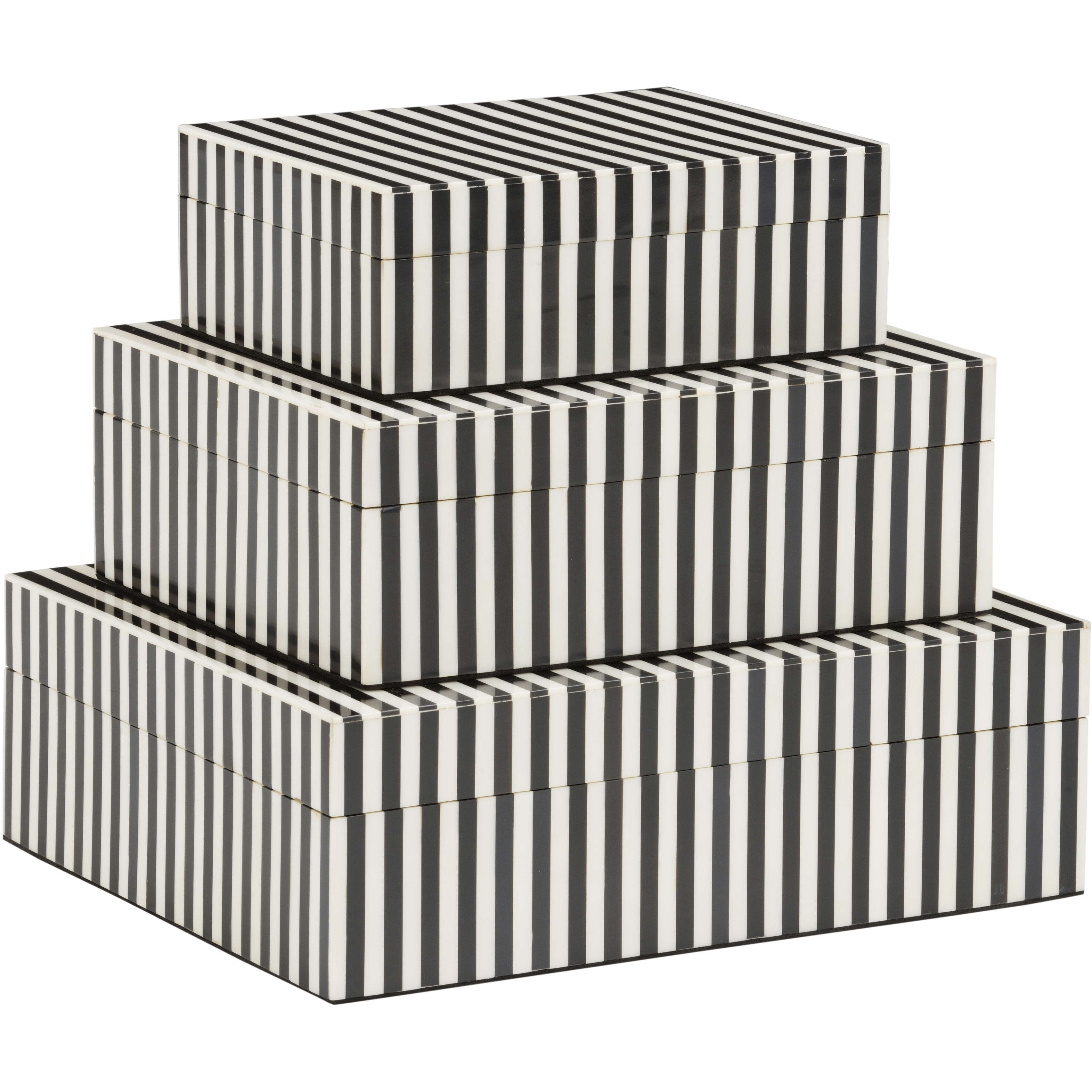 Baxter 12 inch Black and White/Cream Boxes, Set of 3