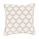 Moroccan Printed Lattice 20 X 20 inch White and Taupe Pillow Cover