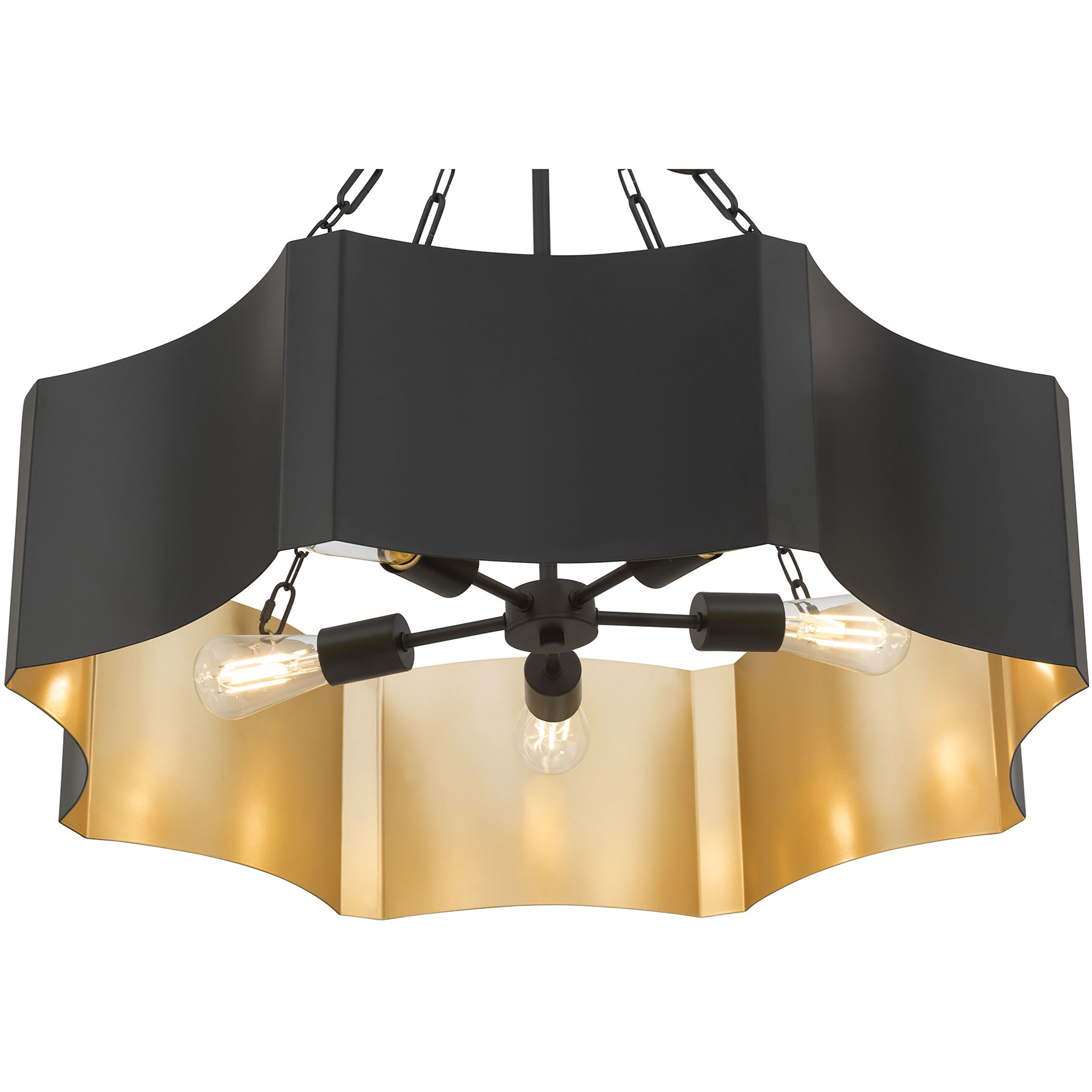 Ottavio 5 Light 28 inch Matte Black and Vintage Brass Pendant Ceiling Light