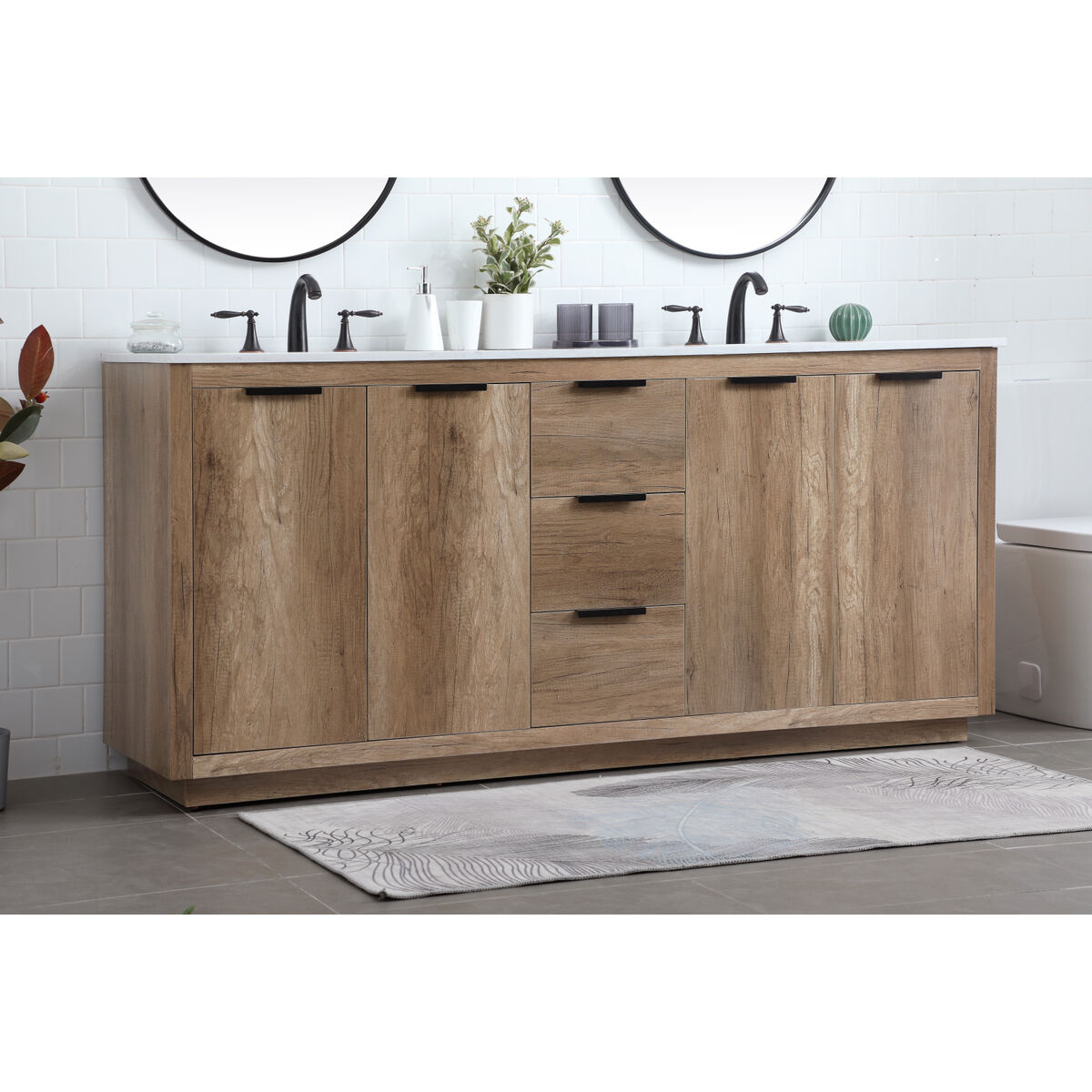 Blake 72 X 22 X 34 inch Natural Oak Vanity Sink Set