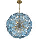 Esme 9 Light 22.5 inch Aged Brass Chandelier Ceiling Light in Floral Glass Petals Blue