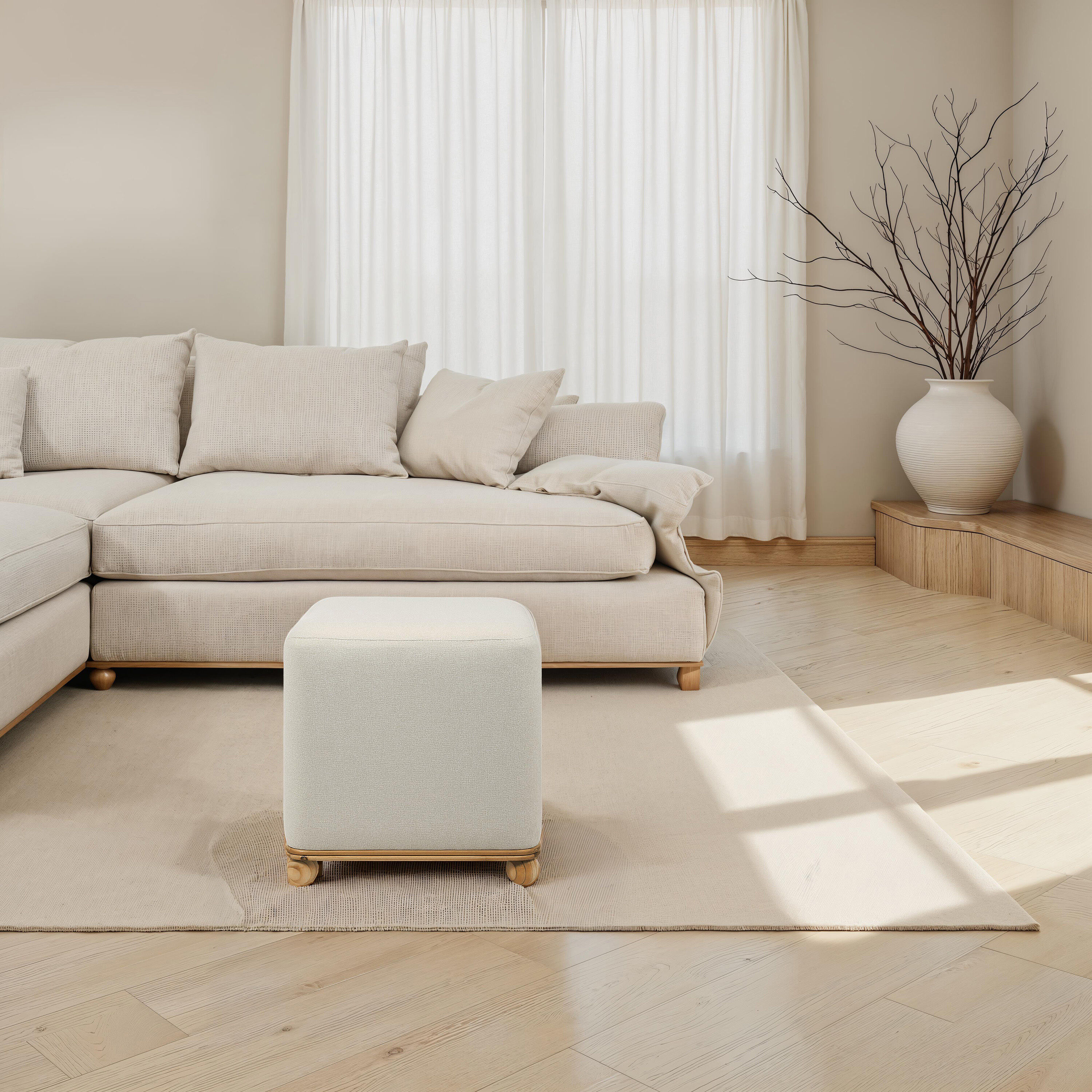 Sines 19 inch Natural and Light Oak Ottoman