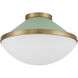 Xander 2 Light 16.25 inch Vibrant Gold Flush Ceiling Light in Vibrant Gold and Green