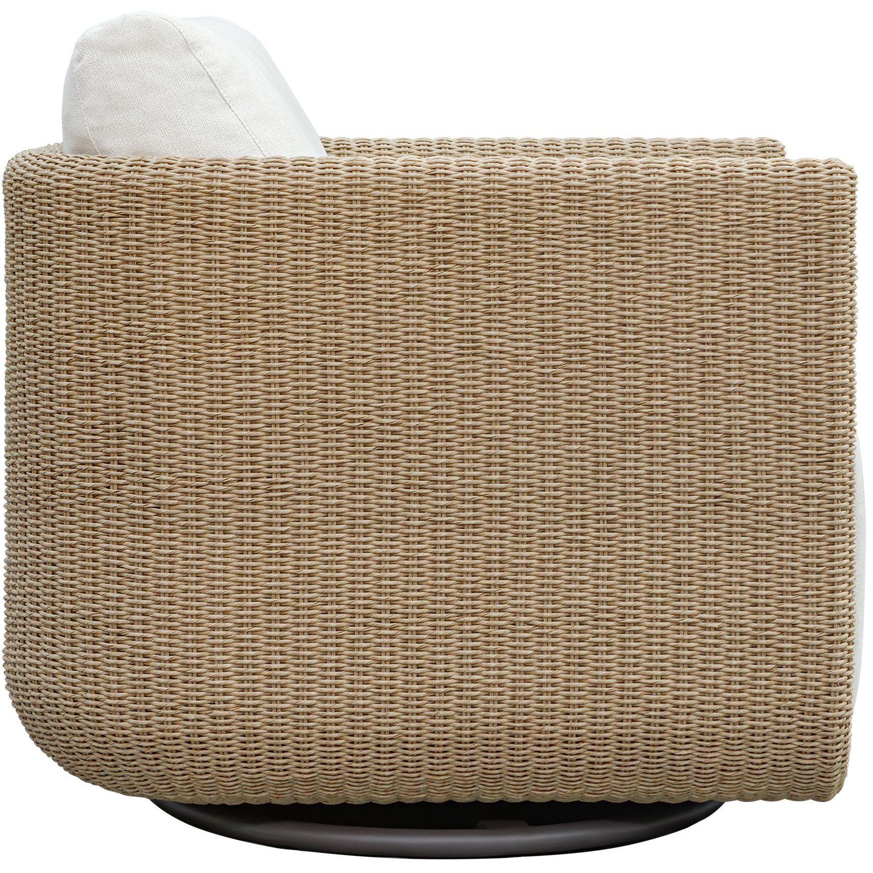 Santorini Twisted Honey and Oyster White Outdoor Swivel Lounge Chair