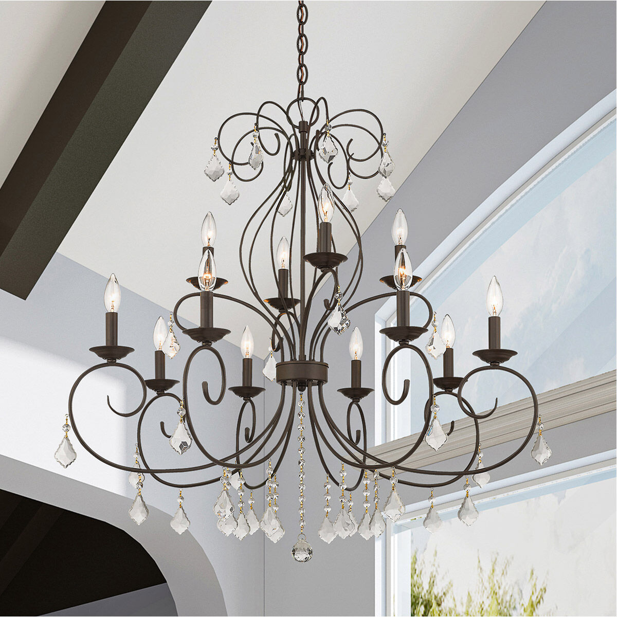 Donatella 12 Light 34.63 inch English Bronze Chandelier Ceiling Light