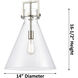 Newton Cone 1 Light 14 inch Satin Nickel Pendant Ceiling Light in Clear Glass