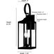 Halston 3 Light 23.25 inch Powder Coated Black Outdoor Wall Sconce