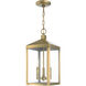 Nyack 3 Light 8.25 inch Antique Brass Outdoor Pendant Lantern