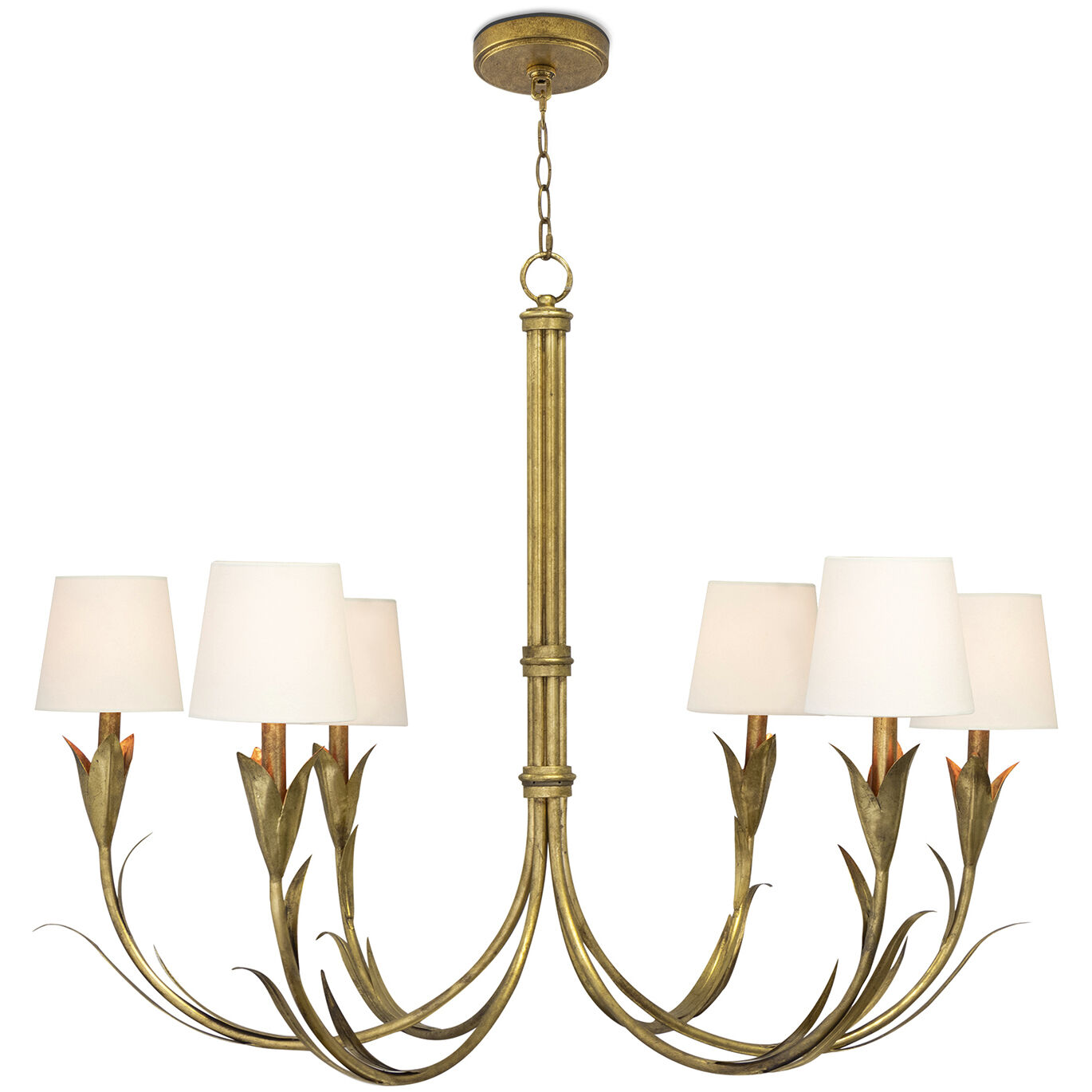 River Reed 6 Light 41 inch Gold Chandelier Ceiling Light, Small