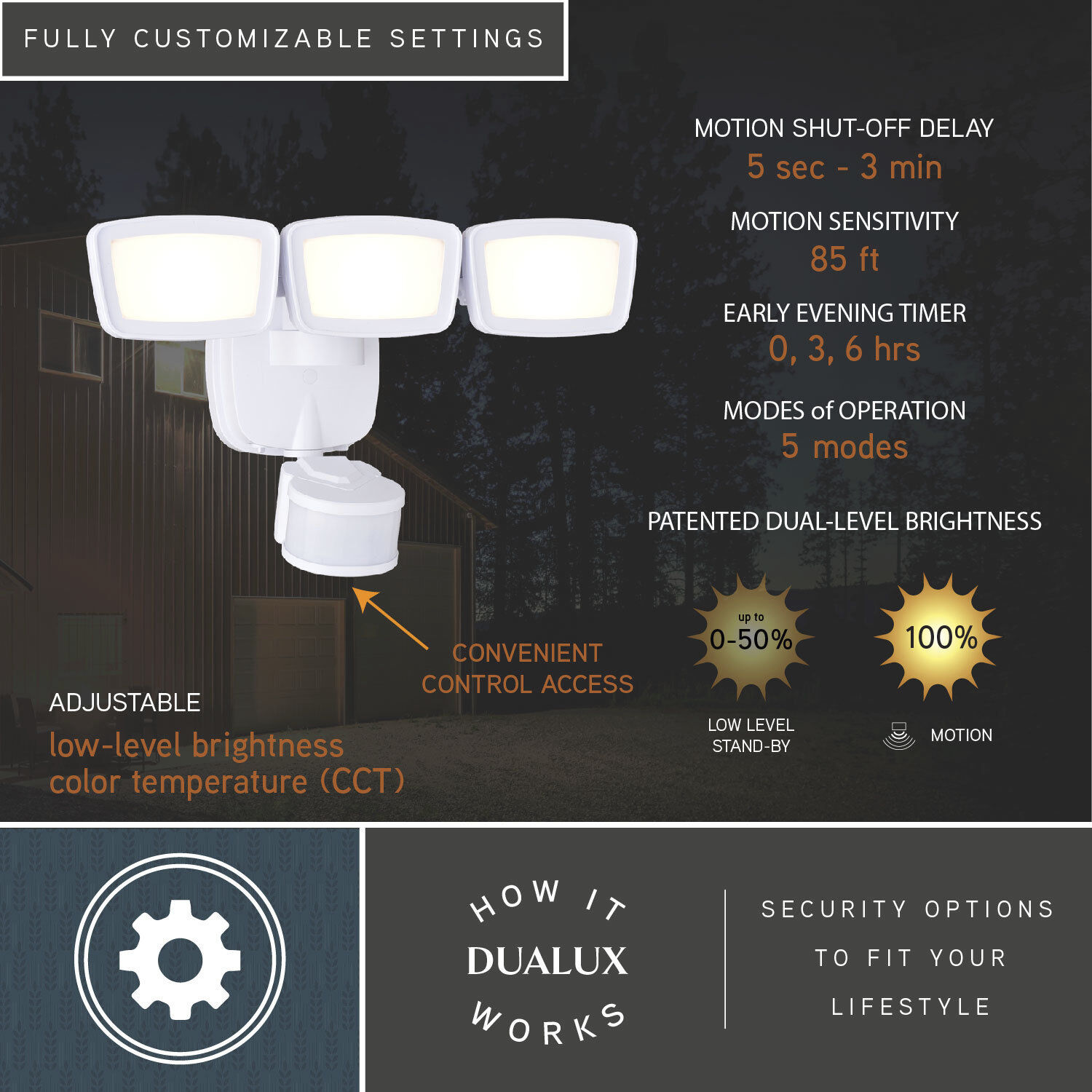 Outdoor Security LED 7 inch White Outdoor Security