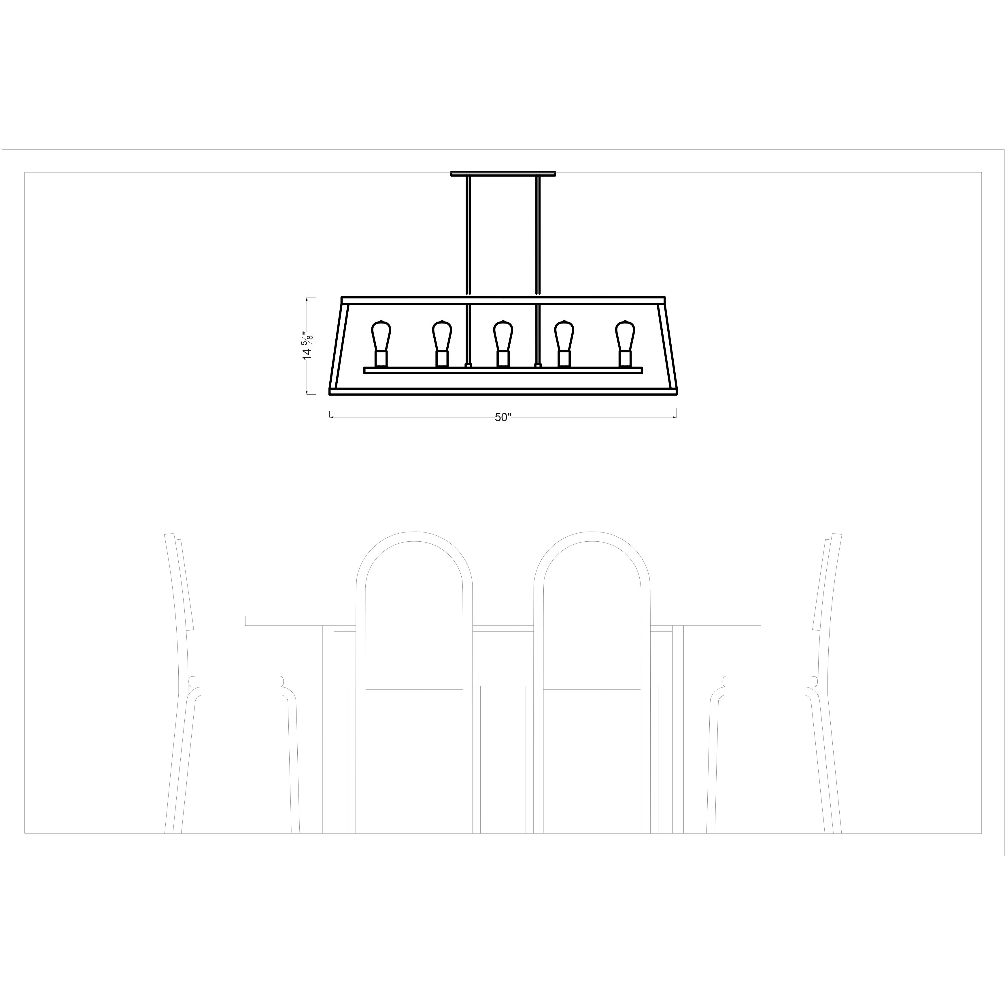 Sean Lavin Gannet 5 Light 50 inch Weathered Oak Wood / Antique Forged Iron Linear Chandelier Ceiling Light