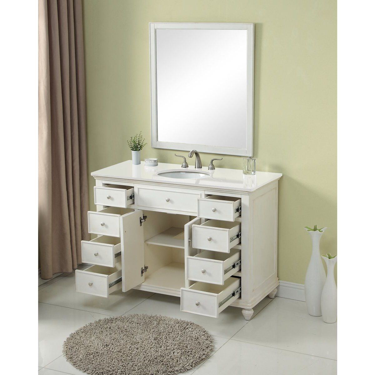 Otto 48 X 21 X 35 inch Antique White Vanity Sink Set