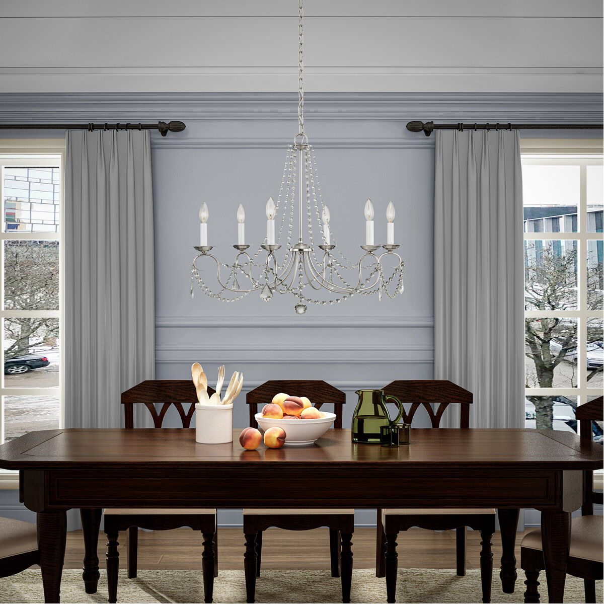 Pennington 6 Light 28 inch Brushed Nickel Chandelier Ceiling Light