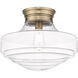 Ingalls 1 Light 16 inch Modern Brass Semi-Flush Mount Ceiling Light in Clear Glass, Large