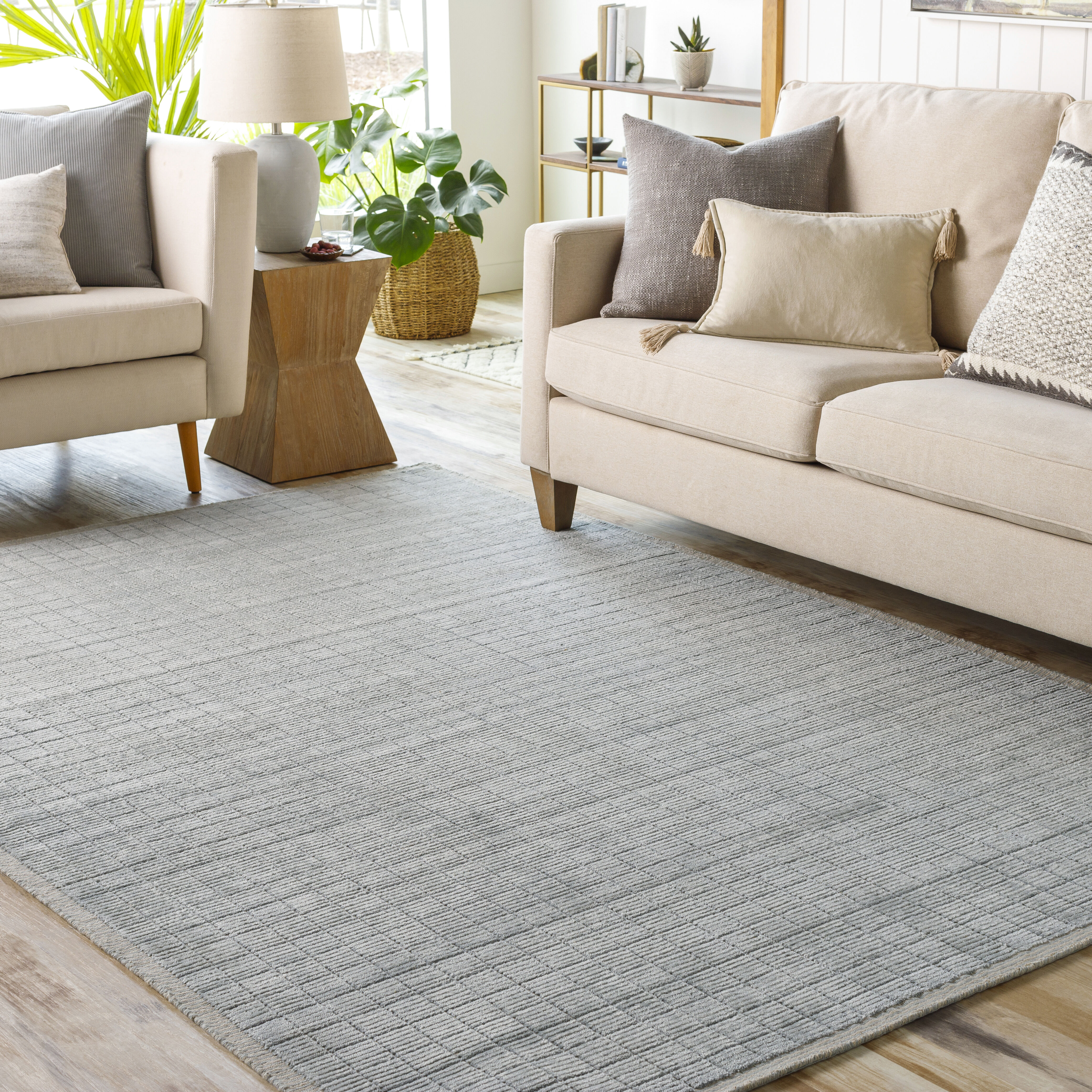 Carre 108 X 72 inch Denim Rug in 6 X 9, Rectangle