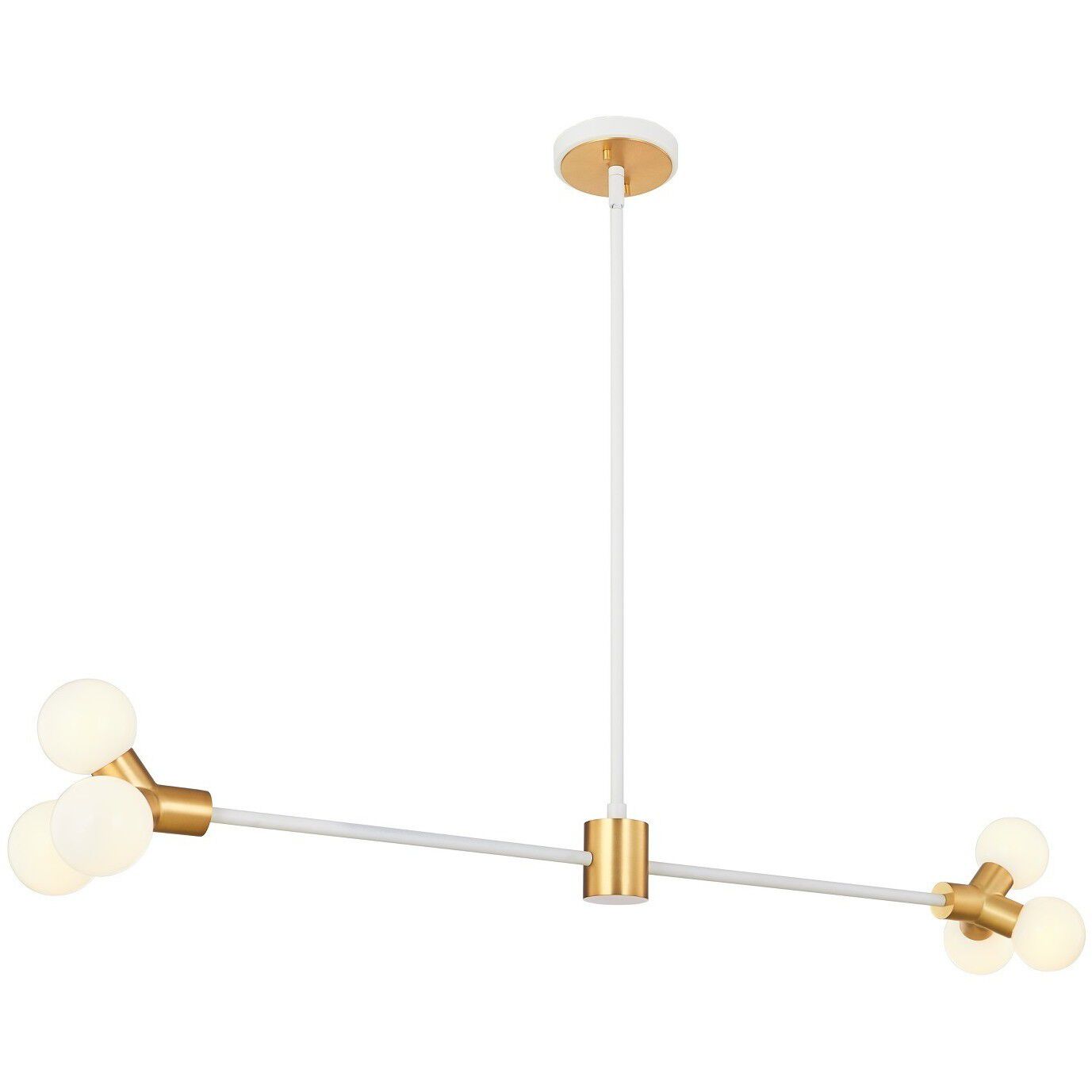 Tres Island Pendant Ceiling Light in White And New Brass