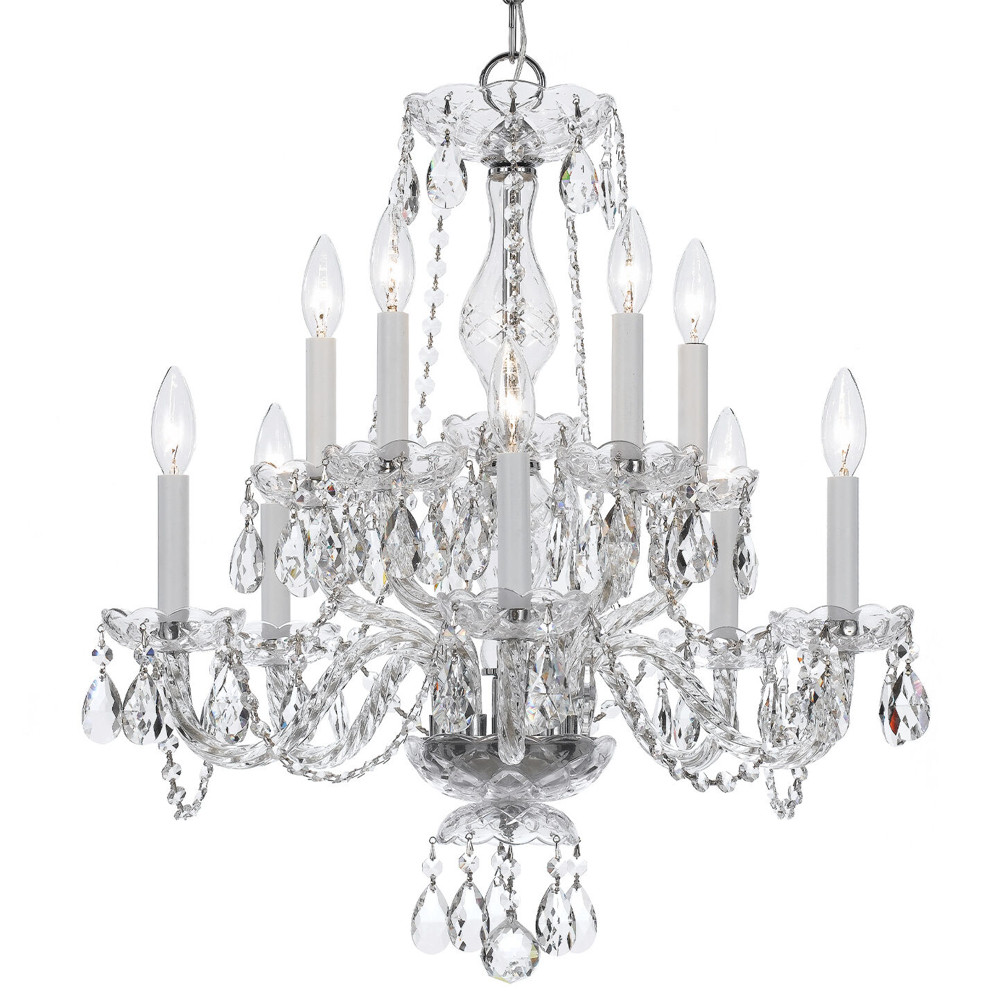 Traditional Crystal 10 Light 23 inch Polished Chrome Chandelier Ceiling Light in Clear Hand Cut