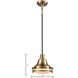 Riley 1 Light 10 inch Satin Brass with White Mini Pendant Ceiling Light