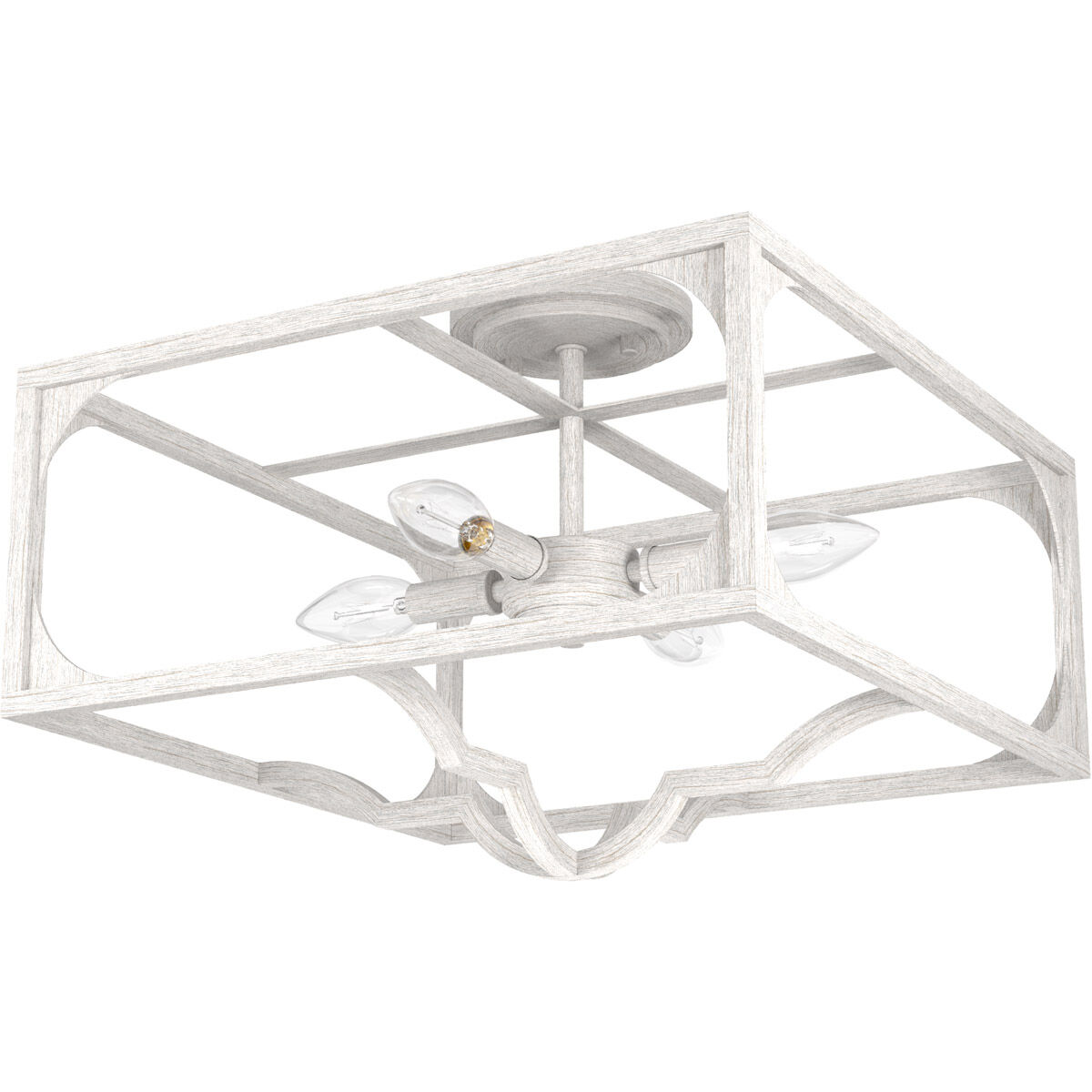 Highland Hill 4 Light 16 inch Distressed White Semi-Flush Mount Ceiling Light