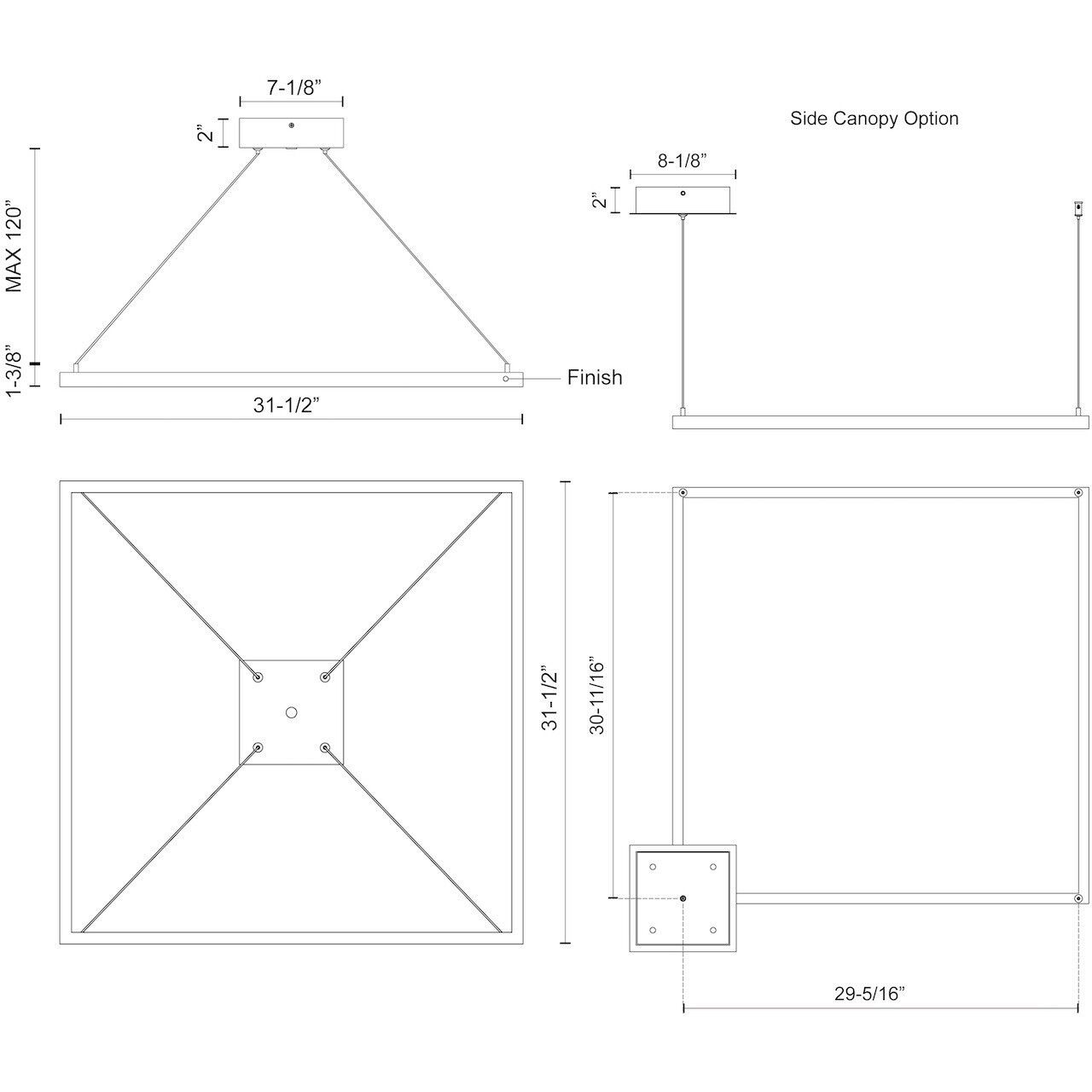 Piazza Pendant Ceiling Light in Black
