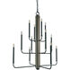 Loft 12 Light 40 inch Matte Black Foyer Chandelier Ceiling Light