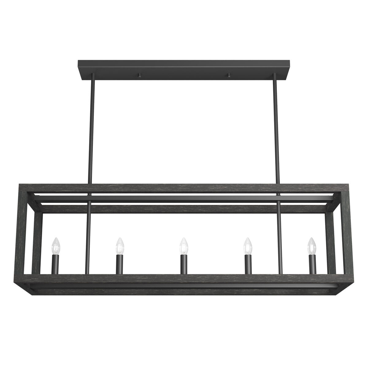 Squire Manor 5 Light 40 inch Matte Black Linear Chandelier Ceiling Light