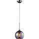 Cassandra 1 Light 8 inch Black Chrome with Polished Chrome Mini Pendant Ceiling Light