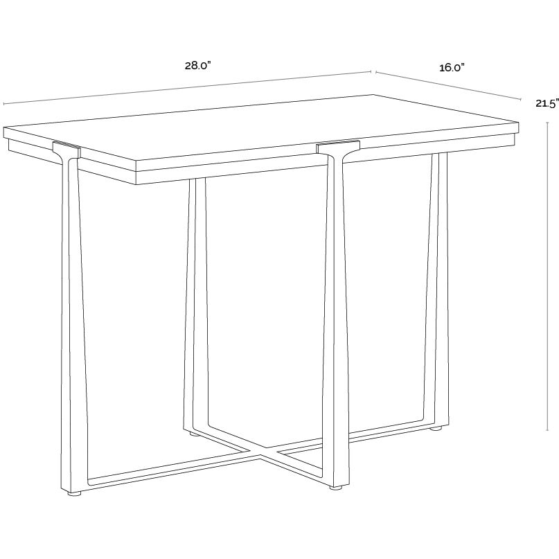 Cowell 28 X 21 inch White / Antique Brass Side Table
