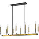 Haylie 10 Light 44 inch Matte Black and Olde Brass Linear Chandelier Ceiling Light