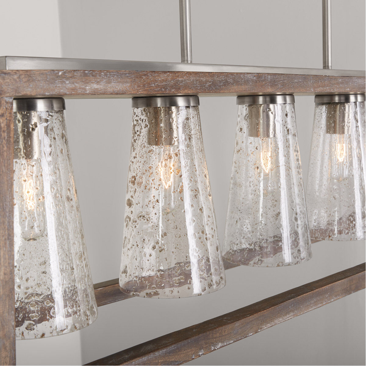 Connor 5 Light 50 inch Black Wash and Matte Nickel Island Ceiling Light