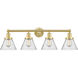 Cone 4 Light 33.5 inch Satin Gold Bath Vanity Light Wall Light in Seedy