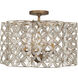 Maurelle 4 Light 17 inch Oxidized Gold Leaf Semi Flush Mount Ceiling Light