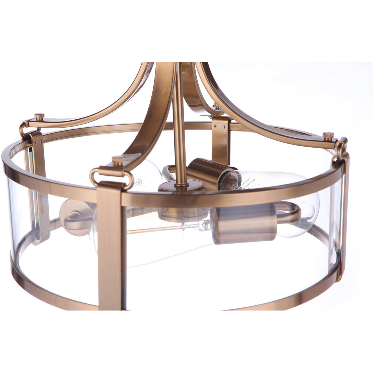 Elliot 3 Light 13 inch Satin Brass Semi Flush Ceiling Light