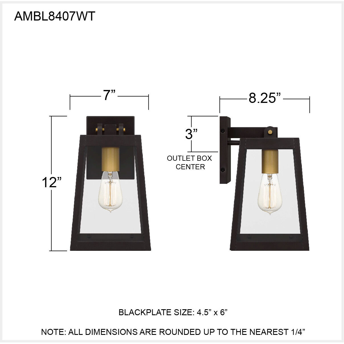 Amberly Grove 1 Light 12 inch Western Bronze Outdoor Wall Lantern