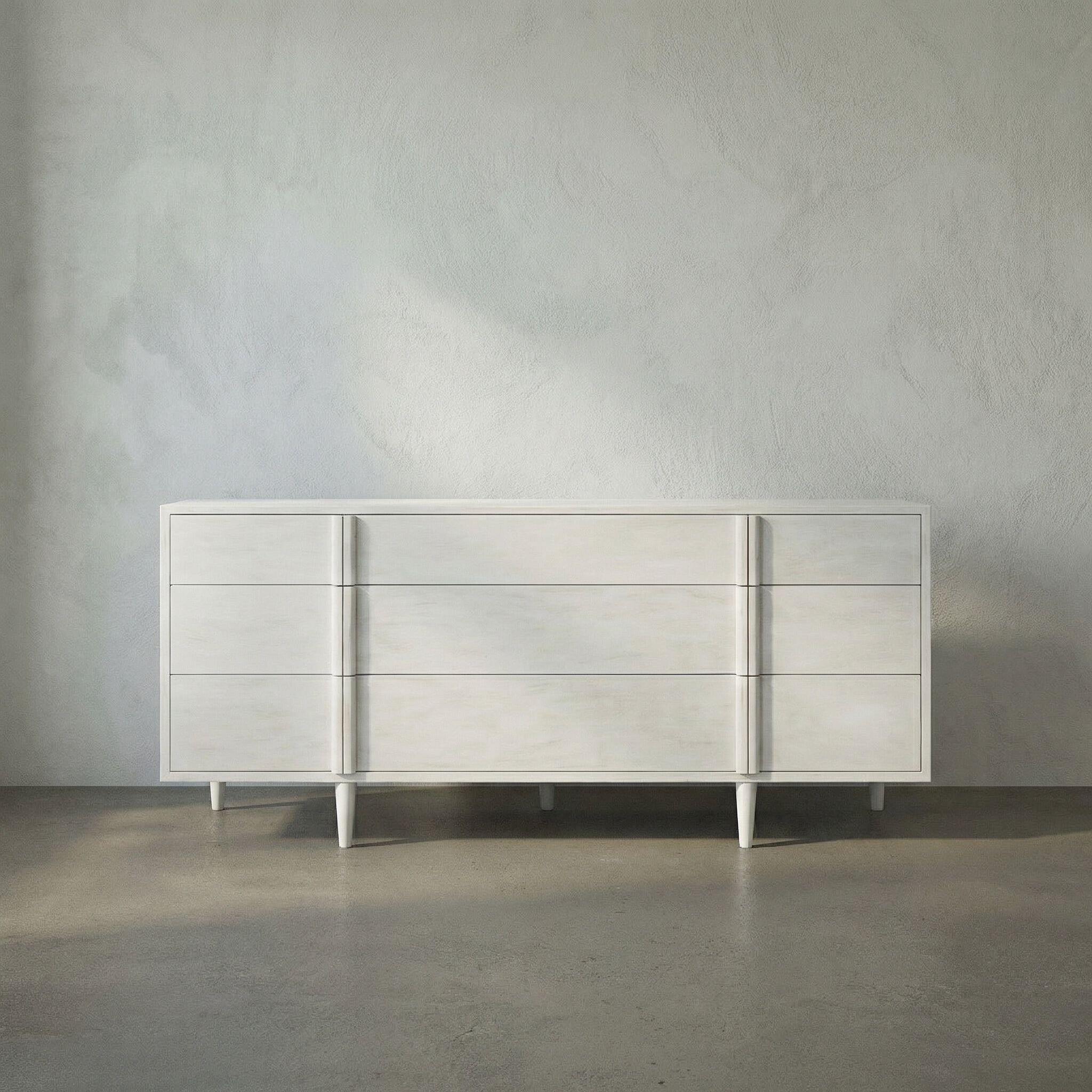 Morten White Wash Dresser, 9 Drawer