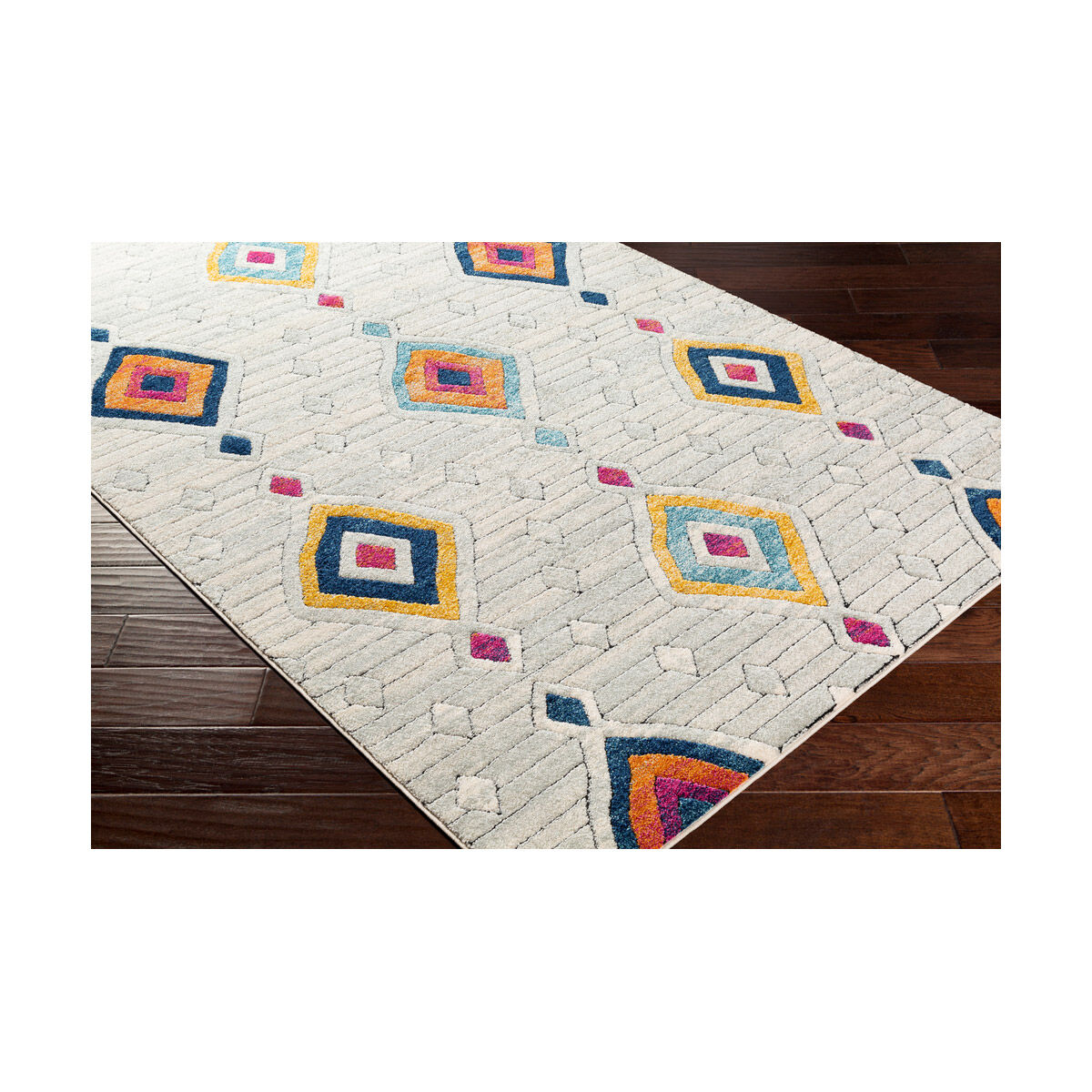 Dersim 87 X 63 inch Burnt Orange/Aqua/Saffron/White/Light Gray/Denim Rugs