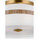 AH by Alexa Hampton Cordtlandt 3 Light 14 inch Burnished Brass with Rattan Semi-Flush Mount Ceiling Light