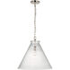Thomas O'Brien Katie LED 20 inch Polished Nickel Conical Pendant Ceiling Light in Seeded Glass, Large