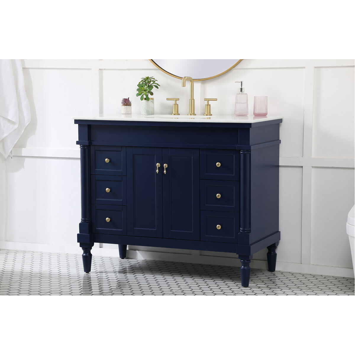 Lexington 42 X 21.5 X 35 inch Blue Vanity Sink Set
