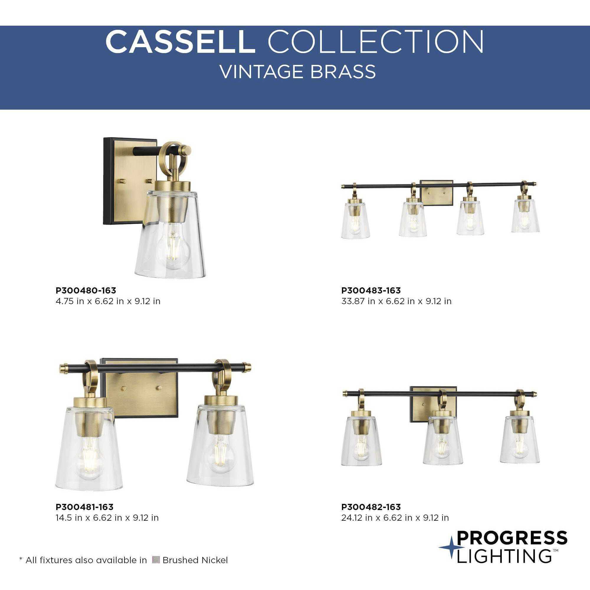 Cassell 4 Light 33.87 inch Vintage Brass Bathroom Vanity Light Wall Light