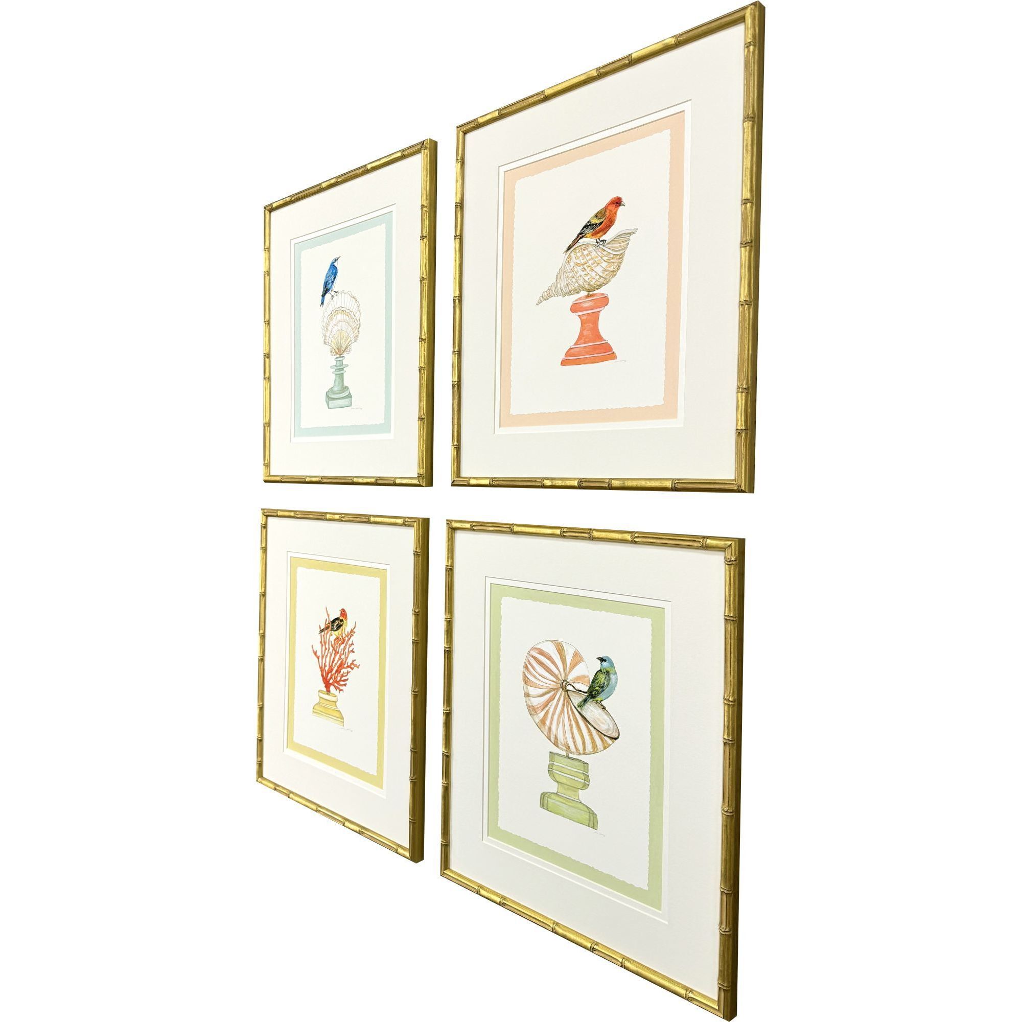 Bird with Shell Multi and Blue and Green and Orange Framed Art