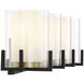 Eaton 4 Light 33 inch Black with Warm Brass Accents Bathroom Vanity Light Wall Light